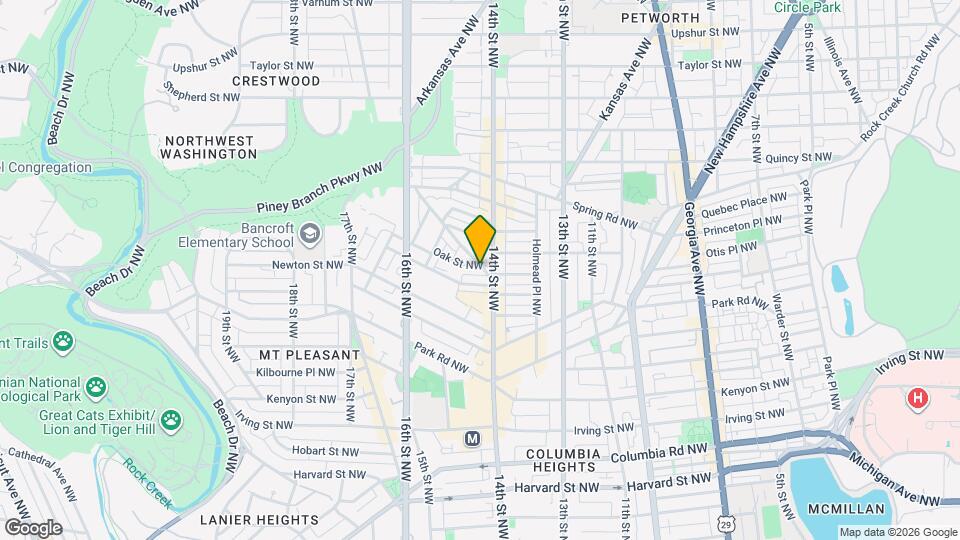 1412 Oak St NW, Unit Row Home Mapa y Detalles de la Ubicación