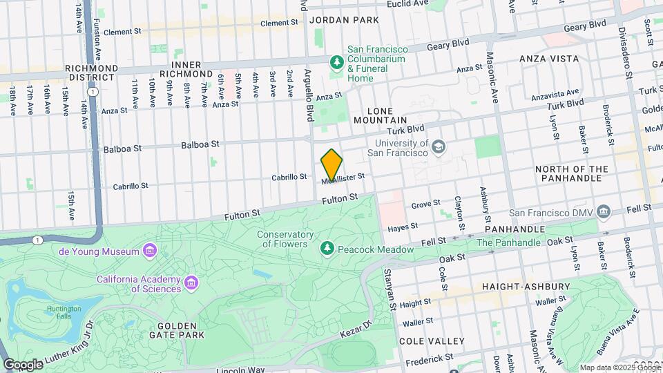 2749 McAllister St Map and Location Details