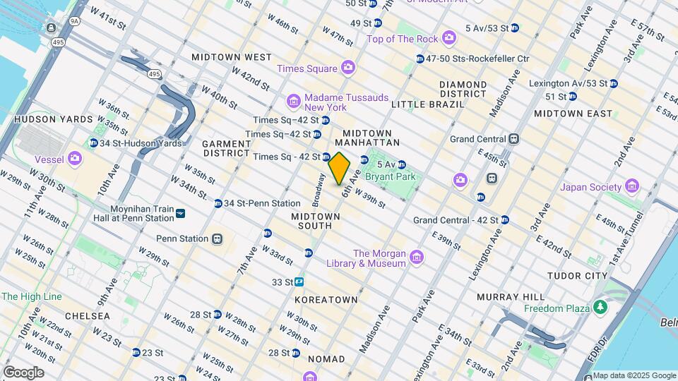 100 W 39th St Map and Location Details