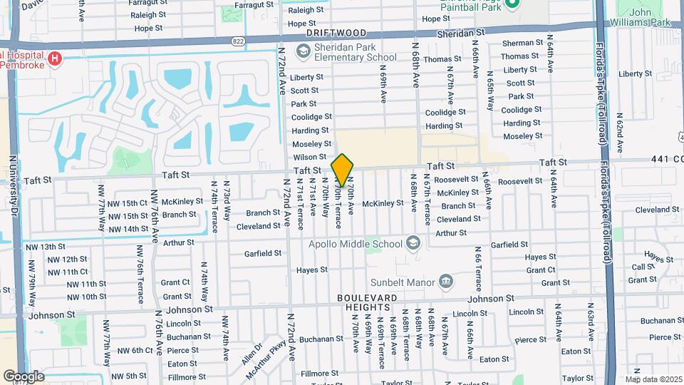 1531 N 70th Terrace Map and Location Details