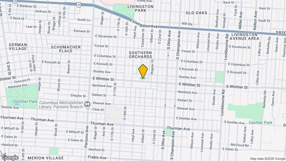 800 E Whittier St Map and Location Details