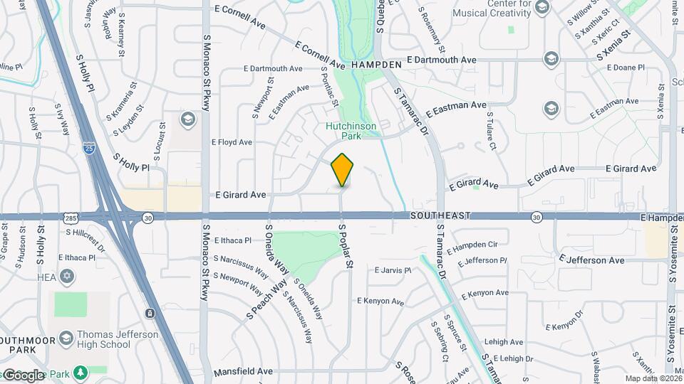 3460 S Poplar St, Unit 102 Map and Location Details