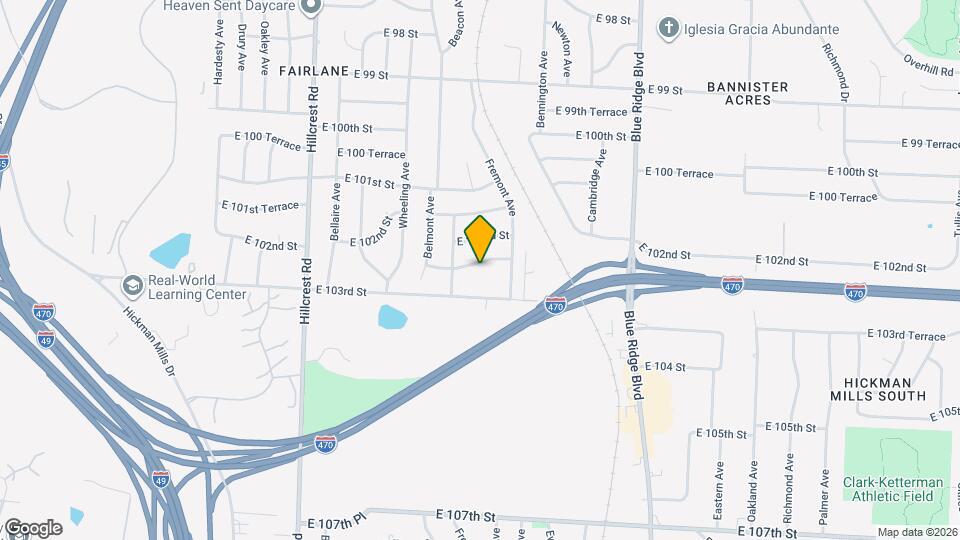 6307 E 102nd Terrace Map and Location Details