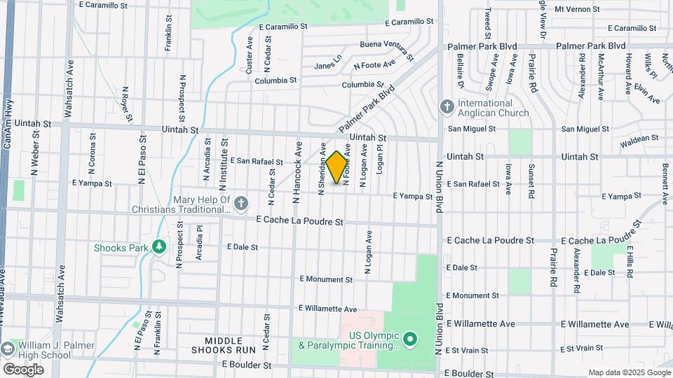 1318 E Yampa St Map and Location Details