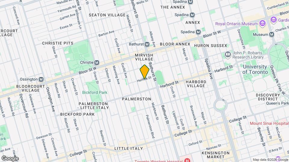 Beautiful Palmerston/Little Italy 2-bedroom, 2-bathroom Executive rental Map and Location Details
