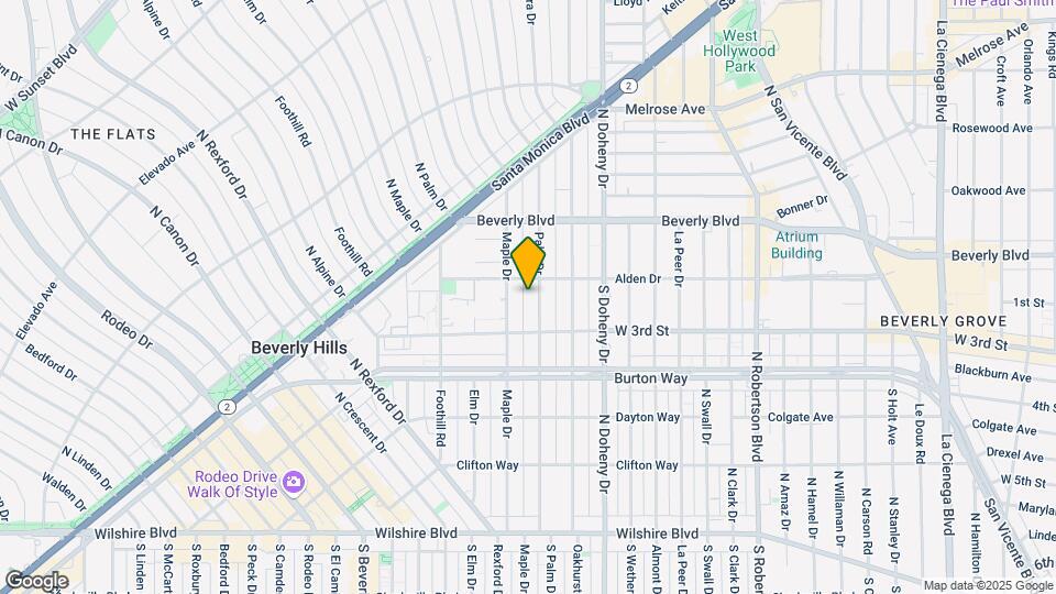 345 North Palm Drive Beverly Hills CA 90210 Mapa y Detalles de la Ubicación