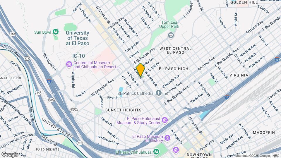 1401 N Mesa St Mapa y Detalles de la Ubicación