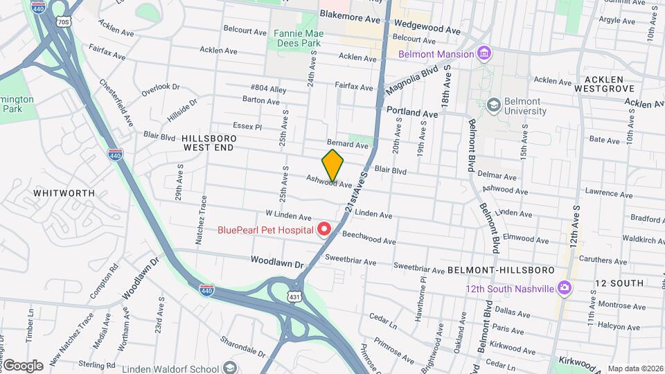 2115 Ashwood Ave, Unit B Upstairs Map and Location Details