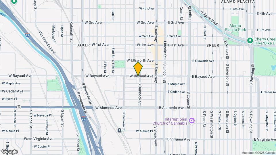 112-124 W Bayaud Ave Map and Location Details