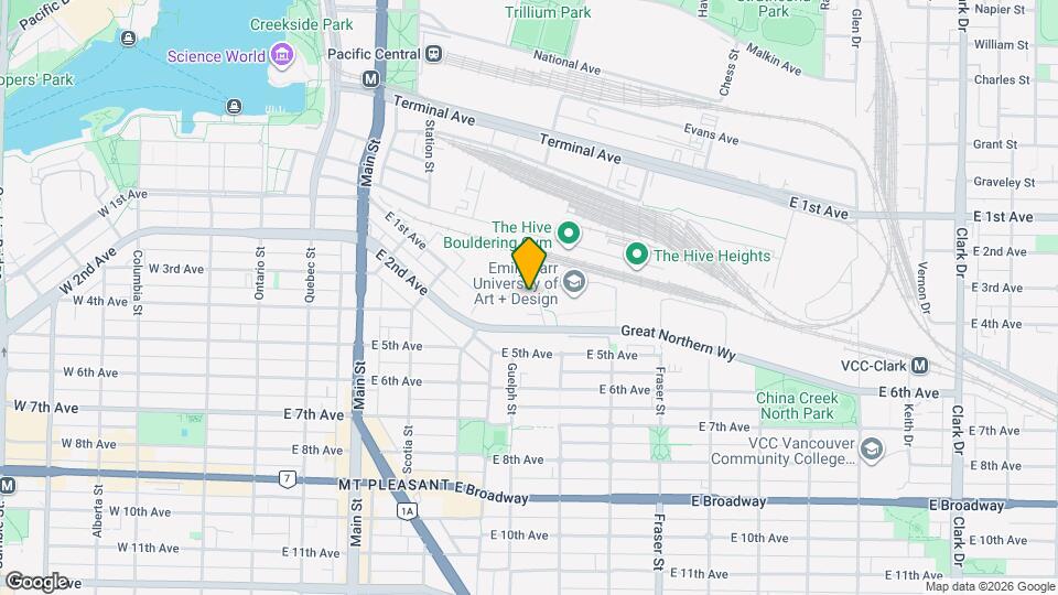 485 Great Northern Way Map and Location Details