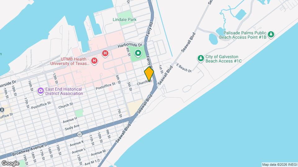 Beachside Villas Galveston Map and Location Details