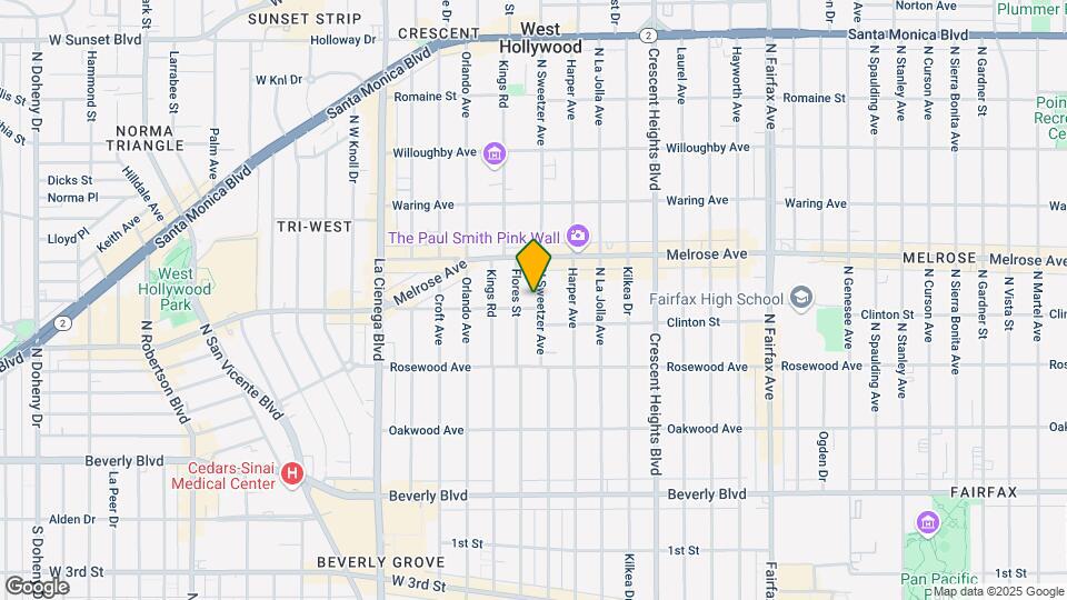 605 N Sweetzer Ave Map and Location Details