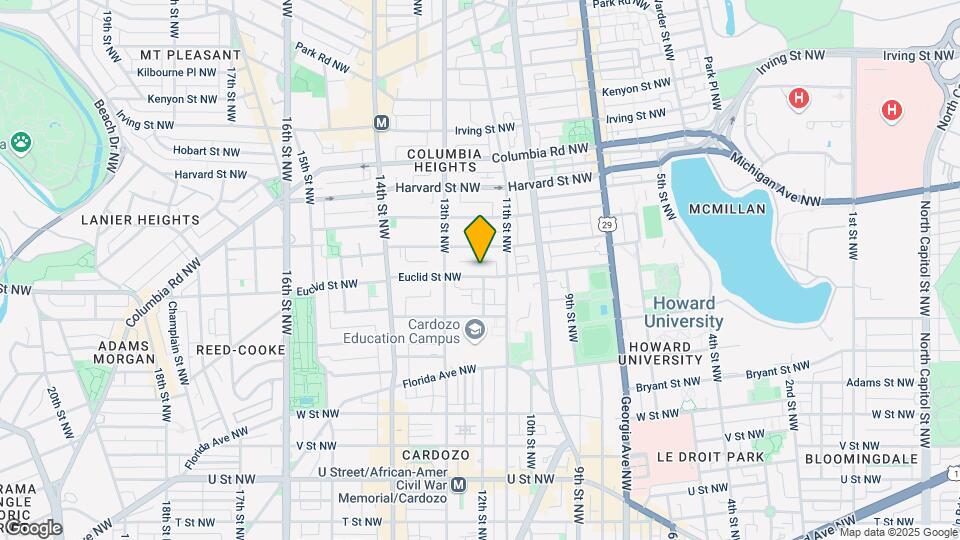 1133 Euclid St NW, Unit 1 Map and Location Details