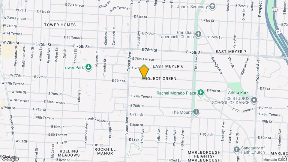 1145 E 76th Terrace Map and Location Details