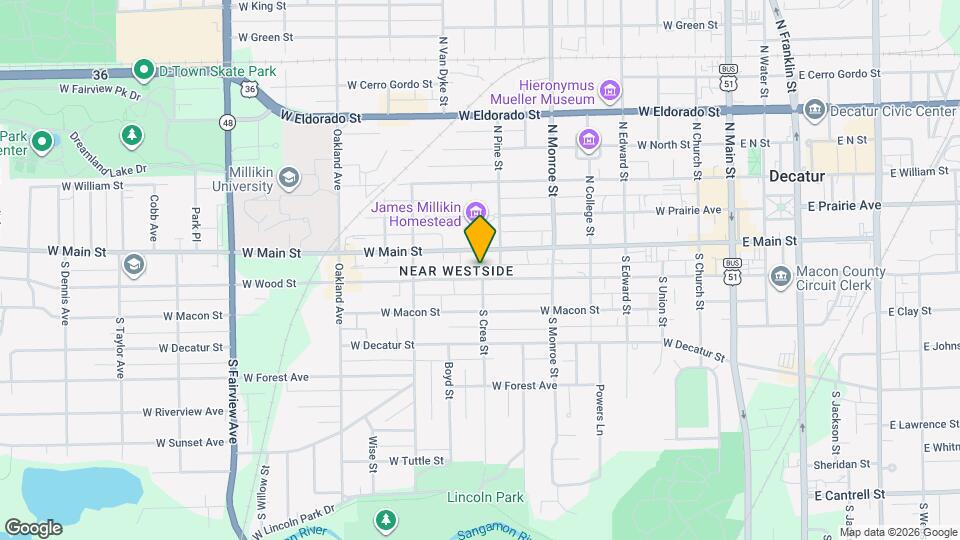 840 W Wood St Map and Location Details