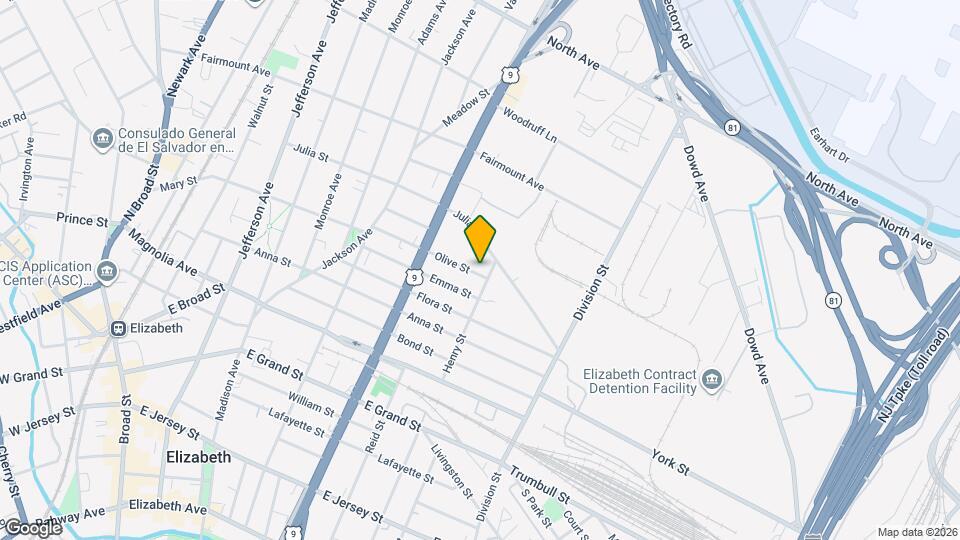 909 Olive St Map and Location Details