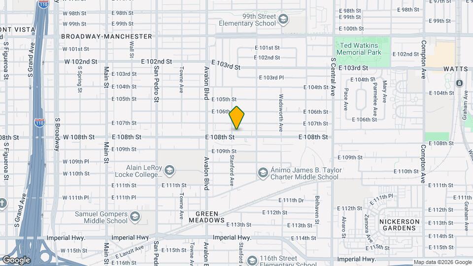 709 E 108th St, Unit 709 1/2 Mapa y Detalles de la Ubicación
