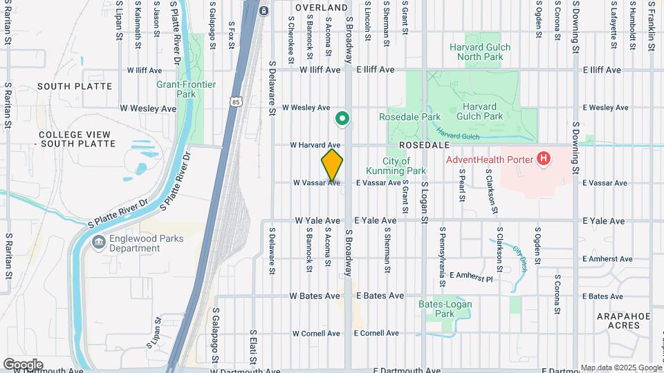 2600 S Acoma St Map and Location Details