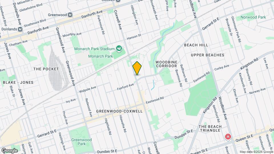 355 Coxwell Av Map and Location Details
