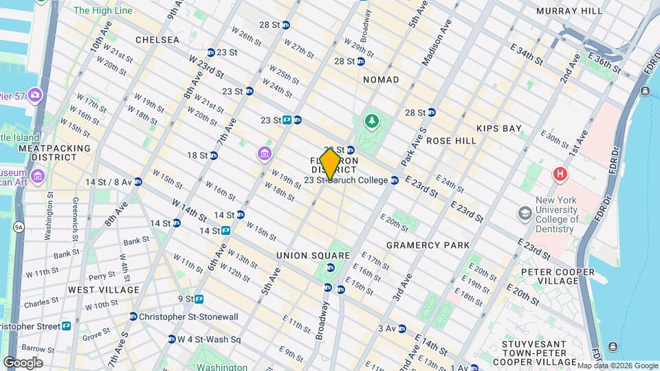 1 E 20th St Mapa y Detalles de la Ubicación