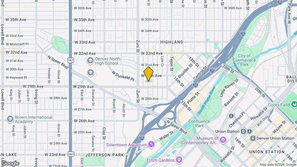 2910 Wyandot St, Unit #6 Map and Location Details