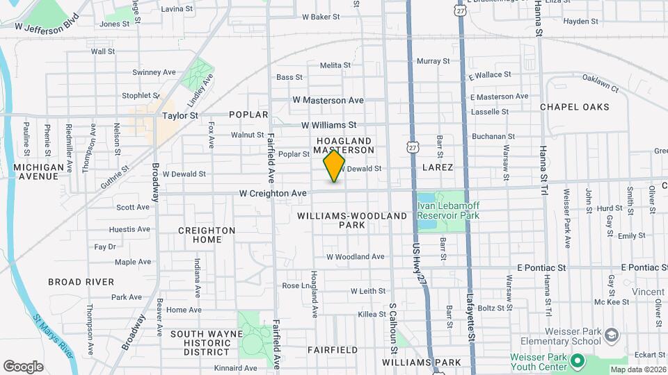 316 W Creighton Ave Mapa y Detalles de la Ubicación