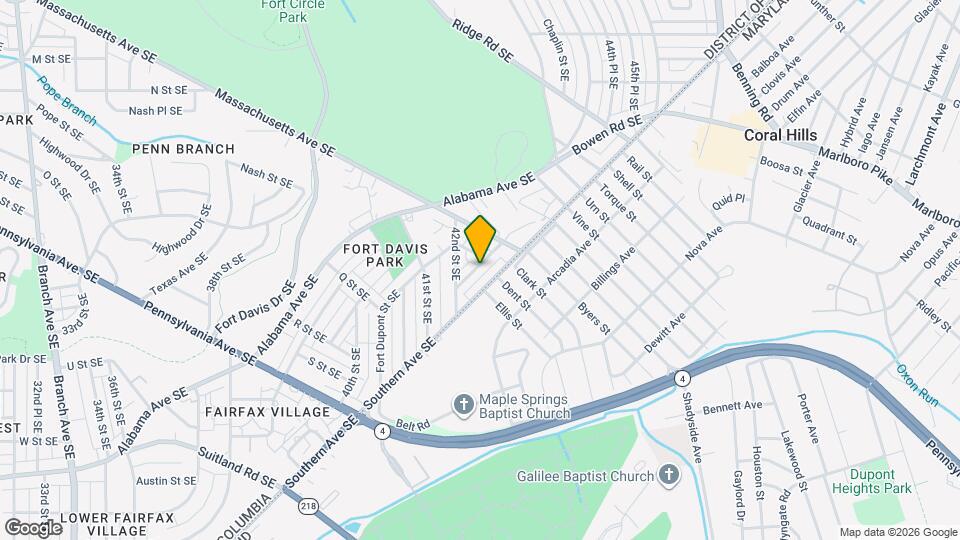 4229 Fort Dupont Terrace SE Mapa y Detalles de la Ubicación