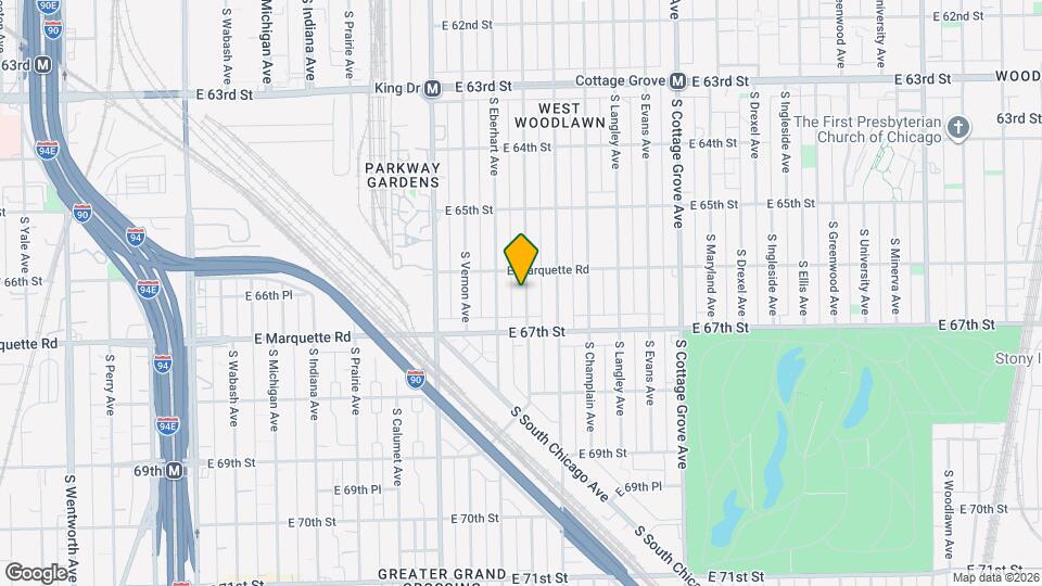 6612 S Rhodes Ave, Unit 6612 S Rhodes Ave Garden Mapa y Detalles de la Ubicación