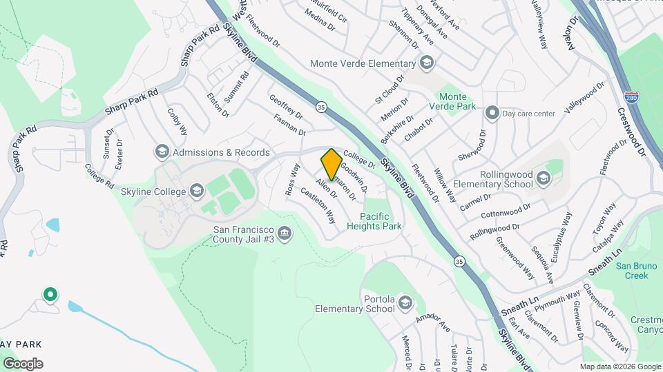 250 Allen Dr, Unit San Bruno lower unit Map and Location Details