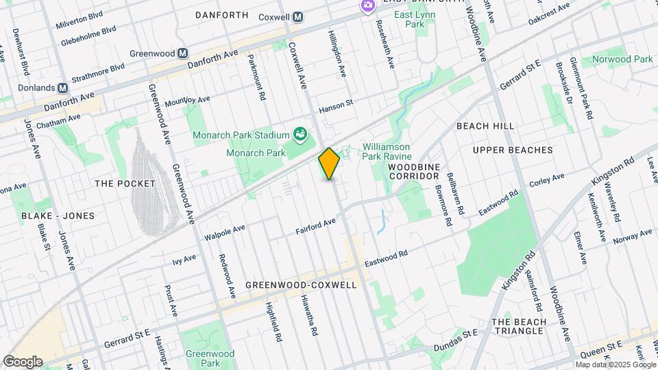 412 Coxwell Ave Map and Location Details