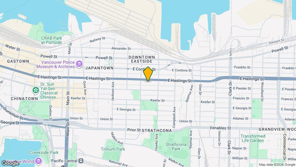 738-740 E Hastings St Map and Location Details