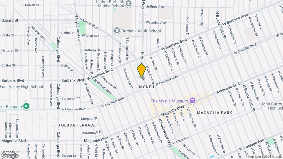 1233 N Hollywood Way Map and Location Details