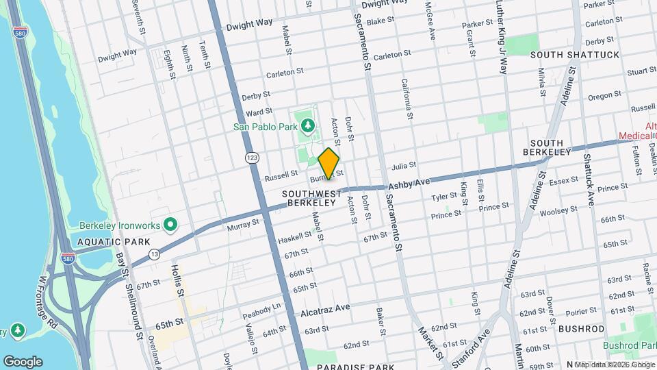 1327 Ashby Ave Mapa y Detalles de la Ubicación