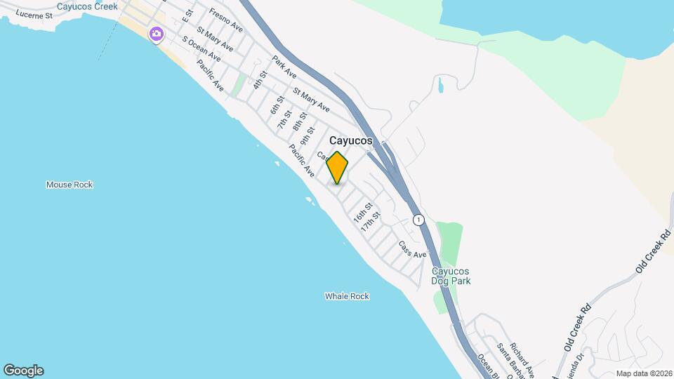 1273 Pacific Ave, Unit Downstairs Apartment - Cayucos Map and Location Details