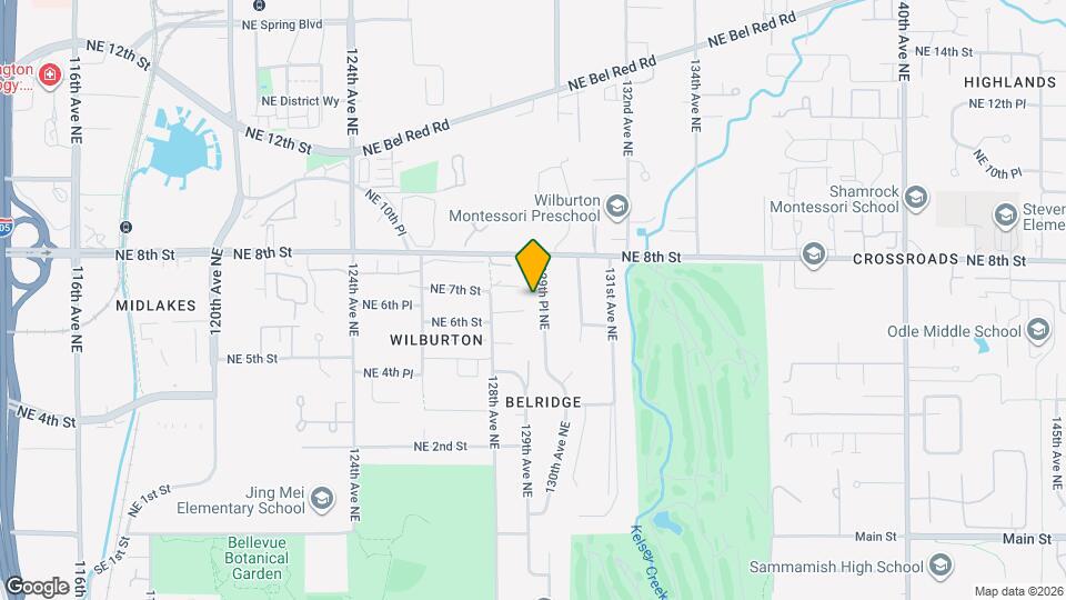 621 129th Pl NE, Unit Bellevue ADU Map and Location Details