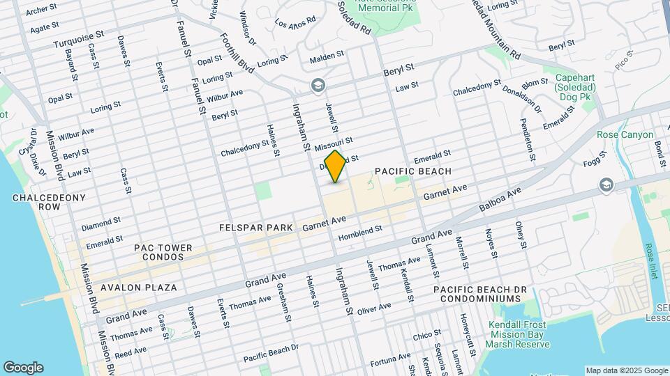 1645 Emerald St, Unit Pacific Beach Map and Location Details
