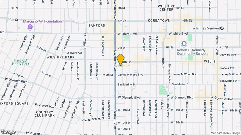 823 S Oxford Ave Map and Location Details