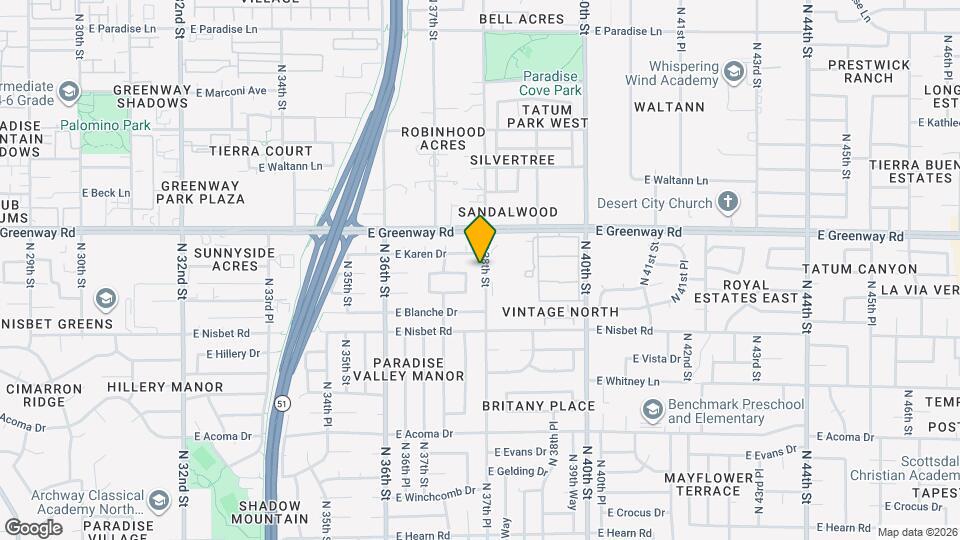 15218 N 38th St Mapa y Detalles de la Ubicación