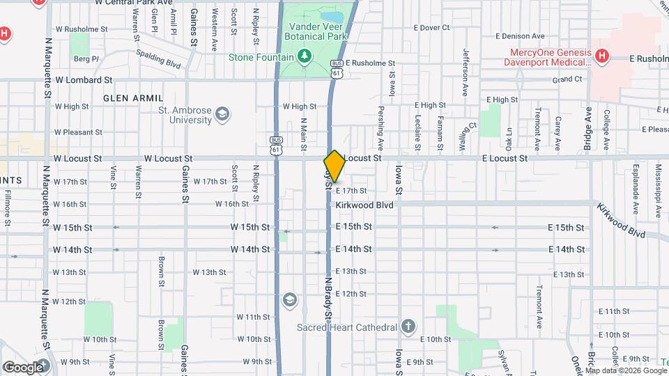 1703 N Brady St Map and Location Details