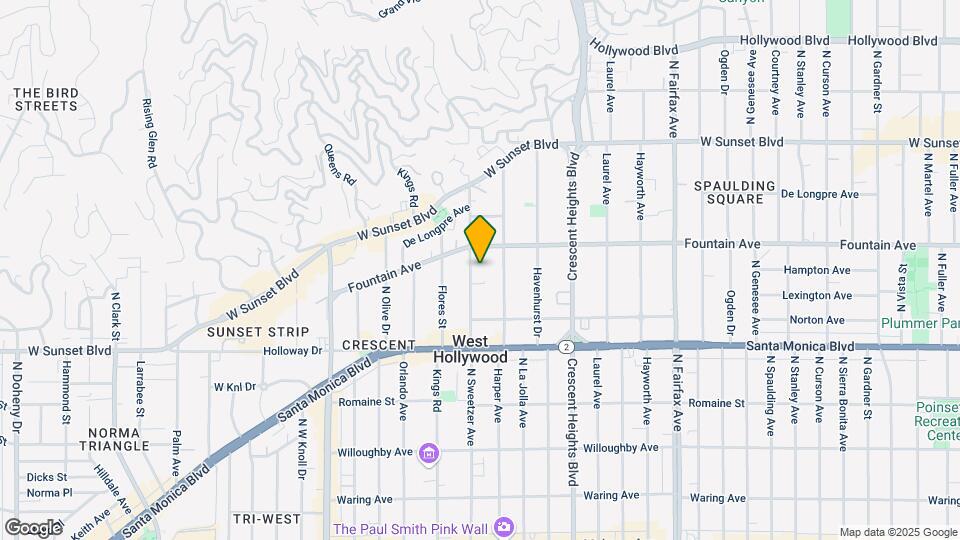 1262 N Sweetzer Ave Map and Location Details