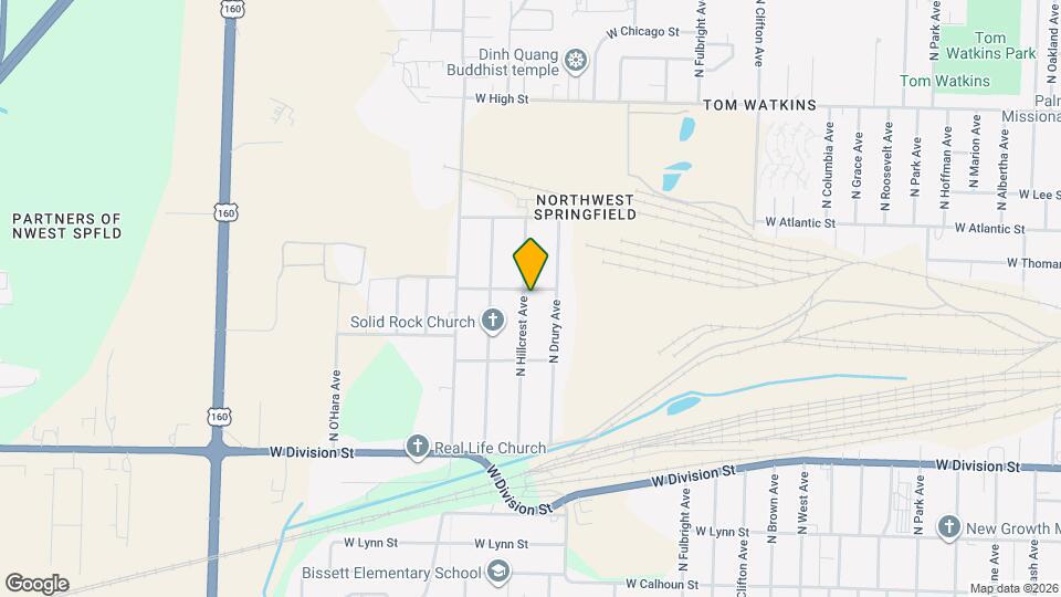 1838 N Hillcrest Ave Map and Location Details