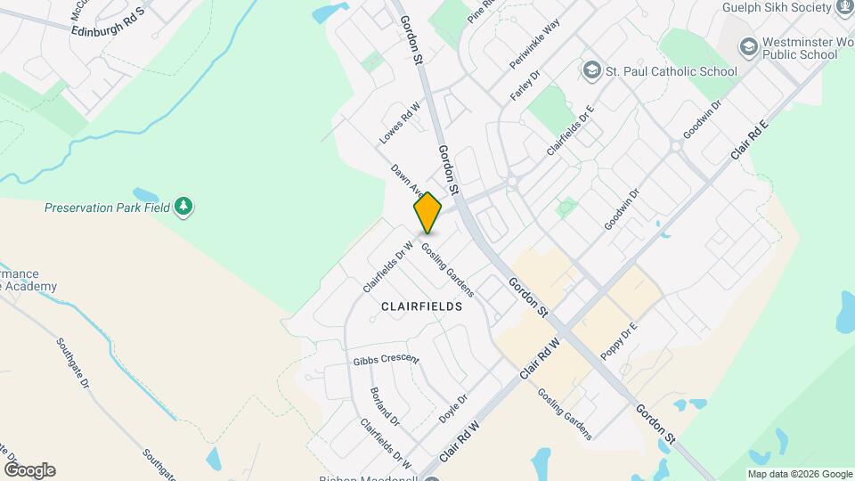 22 Clairfields Dr W Map and Location Details