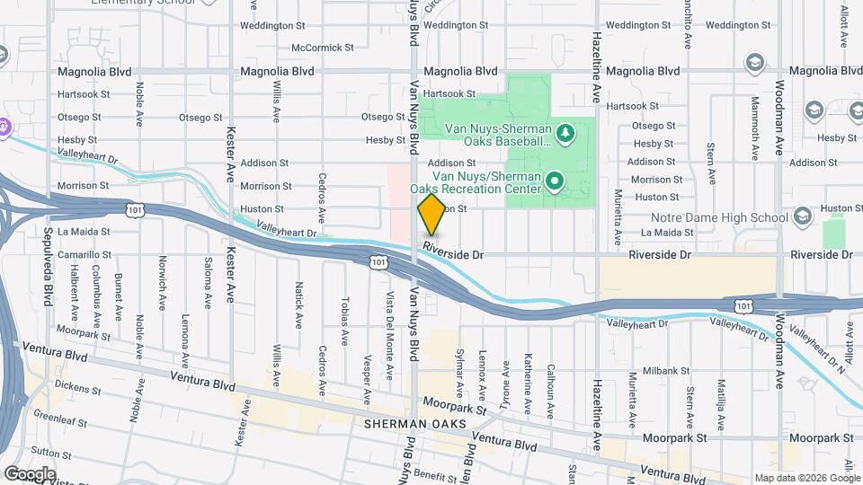 14435 Riverside Dr, Unit Pink Palace Map and Location Details