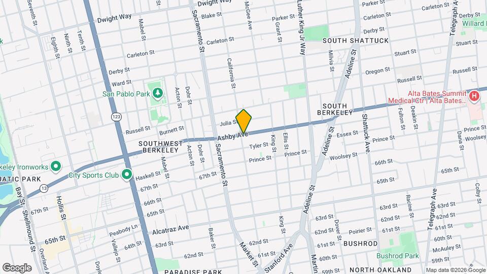 1602 Ashby Ave Mapa y Detalles de la Ubicación