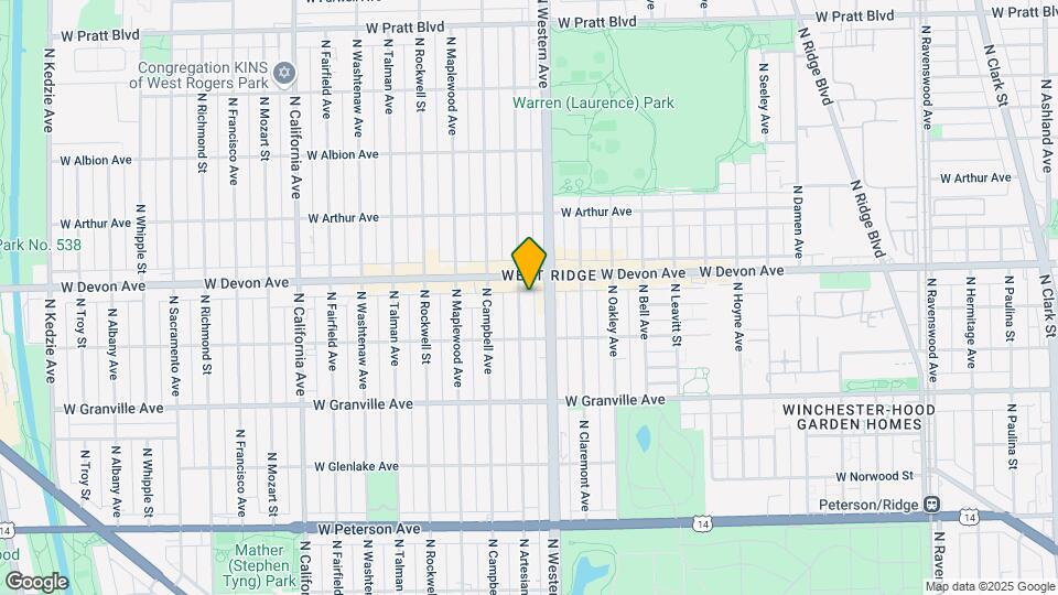 6341 N Artesian Ave Map and Location Details