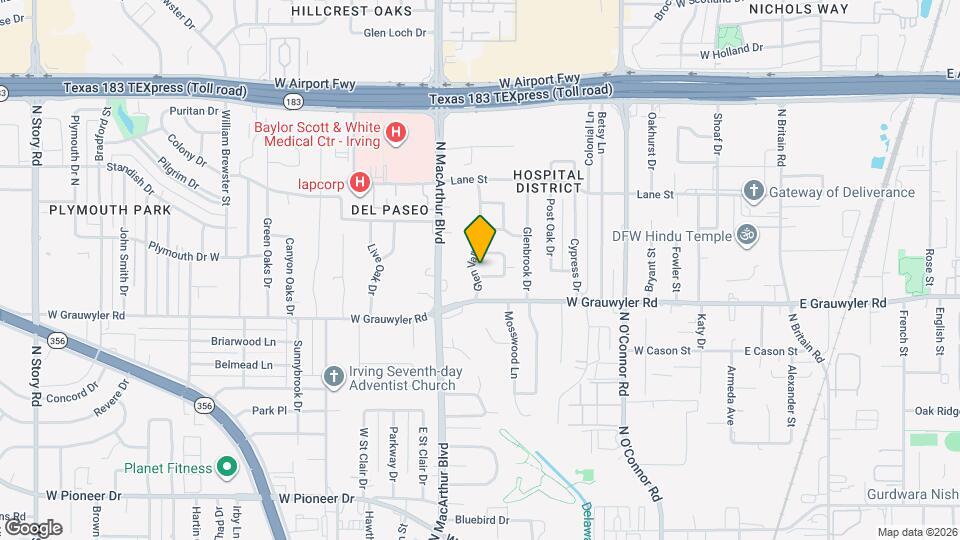 1602 Glen Valley Dr Map and Location Details