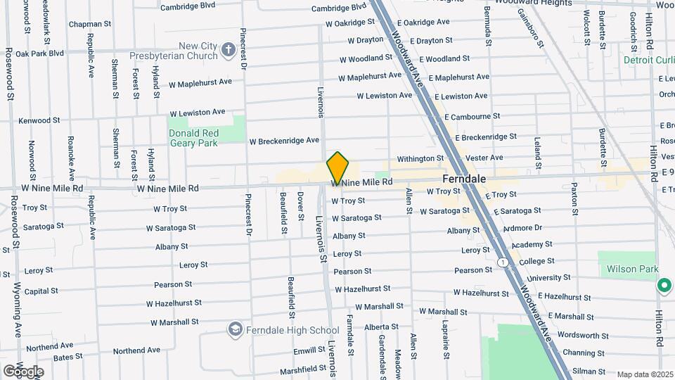 615 W 9 Mile Rd, Unit Ferndale Penthouse Mapa y Detalles de la Ubicación