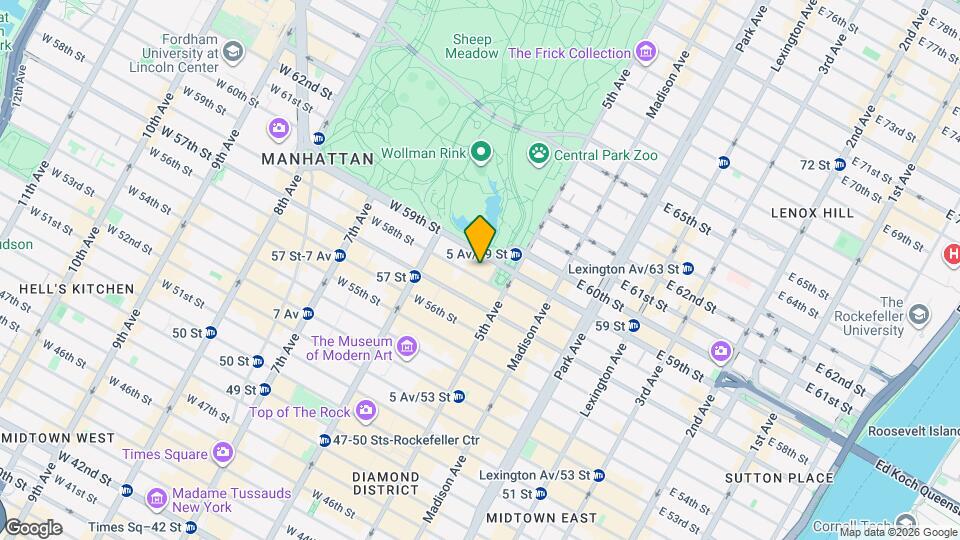 1 Central Park S Map and Location Details