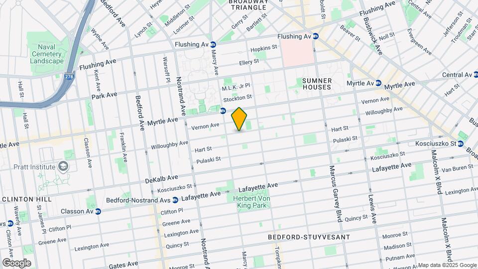 Spacious Modern 2BR in Bed-Stuy | Prime Willoughby & Marcy Location Mapa y Detalles de la Ubicación