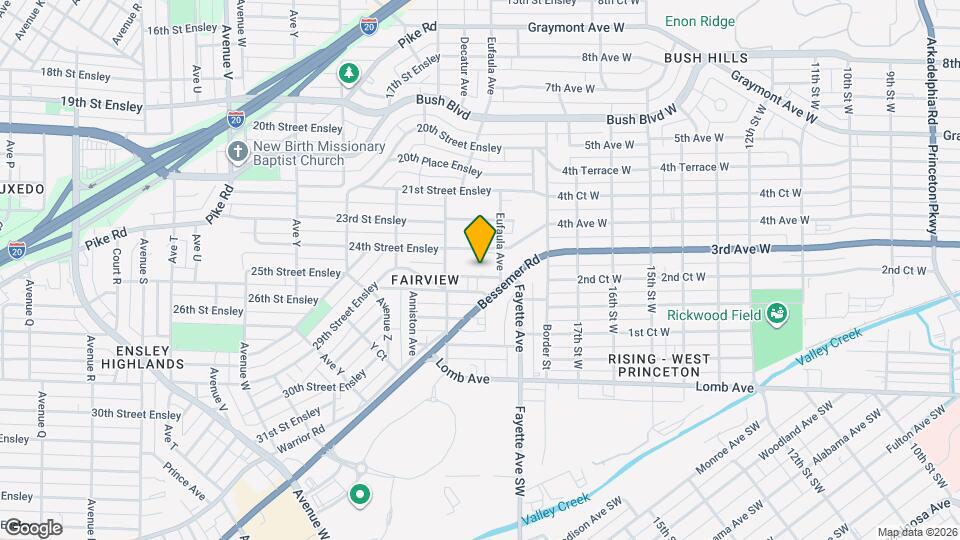2832 25th Street Ensley Mapa y Detalles de la Ubicación